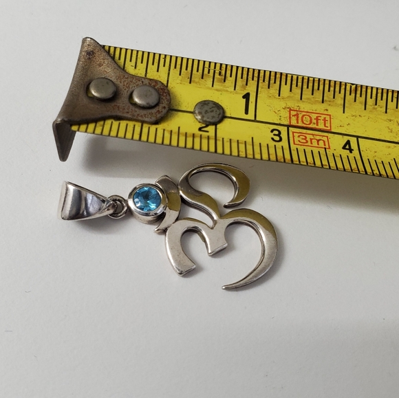 Sterling Silver 925 Om Topaz Pendant - Picture 3 of 3